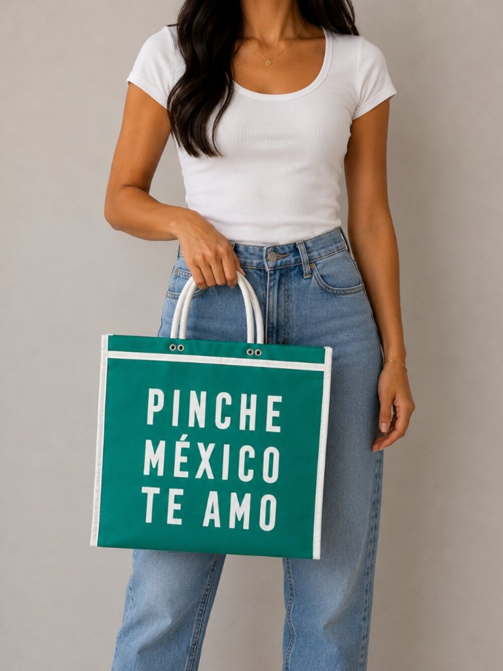 Mexican Tote Bag "Pinche Mexico Te Amo" - Teal